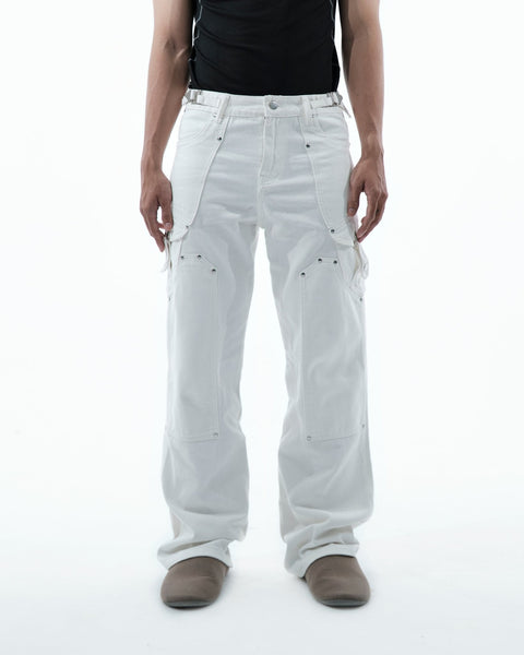 Double Knee Jeans SS23- White - TOBI