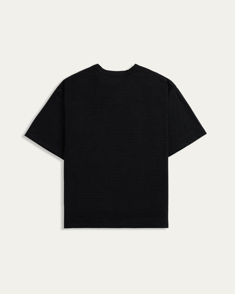 Drop Shoulder Knit T-shirt - Black - TOBI