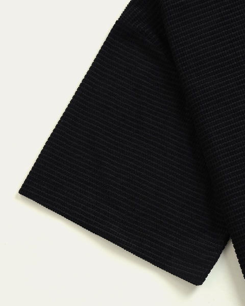 Drop Shoulder Knit T-shirt - Black - TOBI
