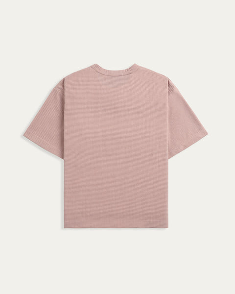Drop Shoulder Knit T-shirt - Dusty Pink - TOBI