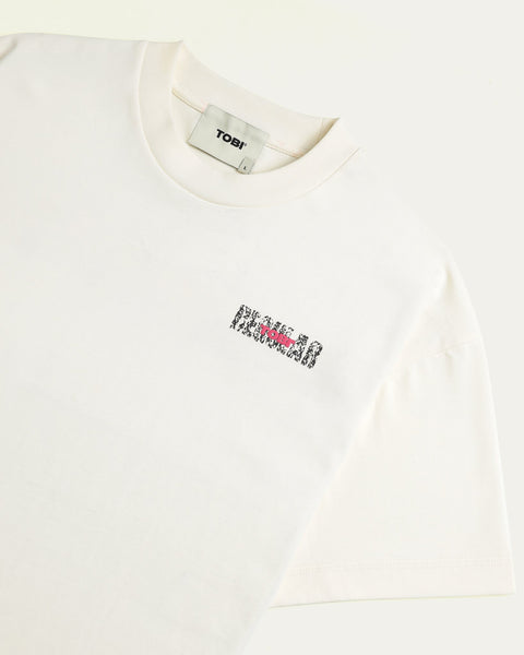 Multi Technique Boxy T-shirt - Off White - TOBI