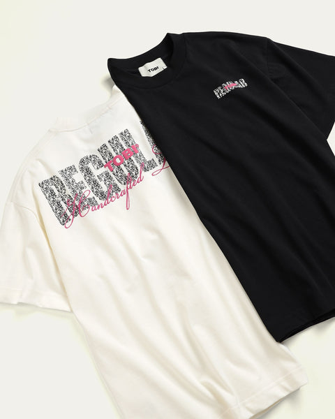 Multi Technique Boxy T-shirt - Off White - TOBI