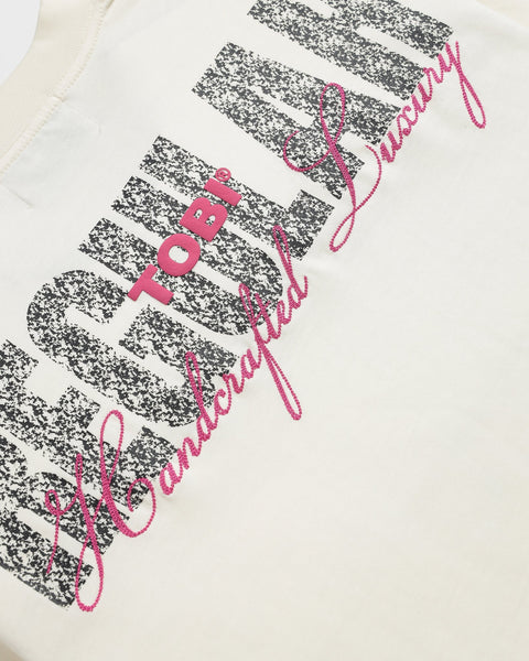 Multi Technique Boxy T-shirt - Off White - TOBI