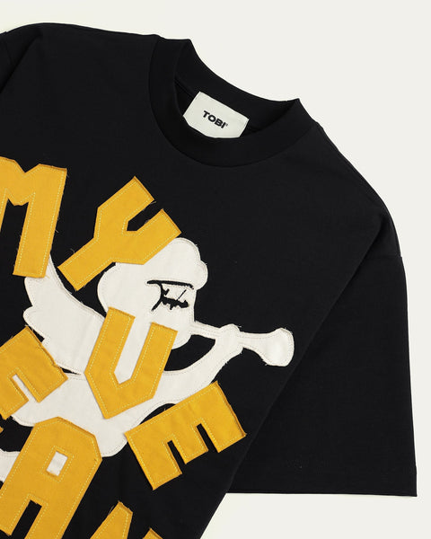 My Heaven Patches Boxy T-shirt - Black - TOBI