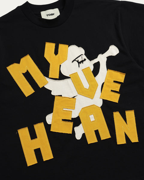 My Heaven Patches Boxy T-shirt - Black - TOBI