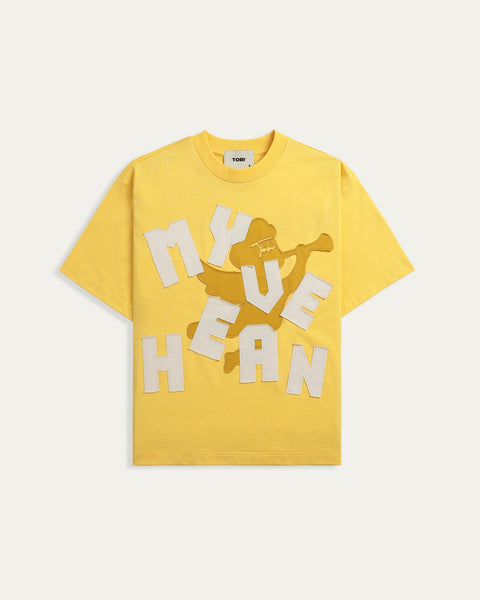 My Heaven Patches Boxy T-shirt - Yellow - TOBI