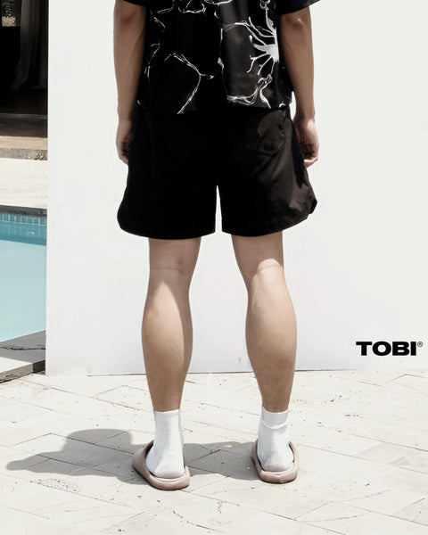 Nylon Basic Shorts - Black - TOBI