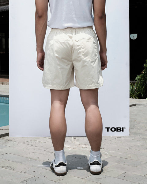 Nylon Basic Shorts - Off White - TOBI