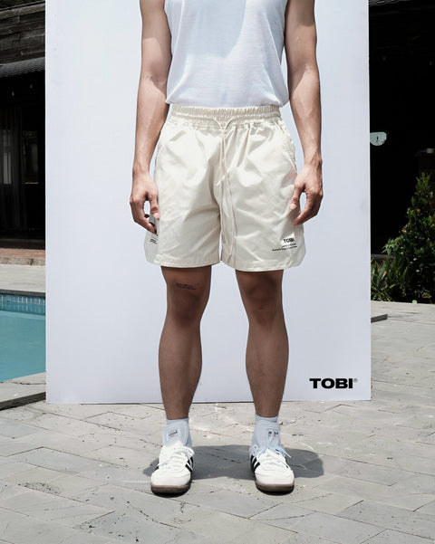 Nylon Basic Shorts - Off White - TOBI