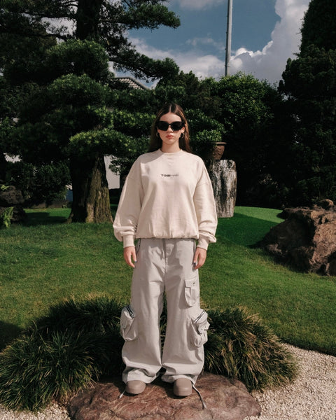 Pocket Parachute Pants - Light Grey - TOBI