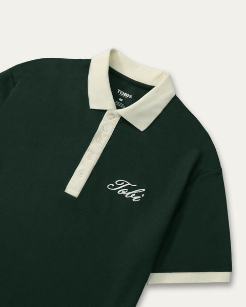 Polo Waffle Collar - Green - TOBI