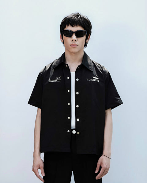Regular Typo Cuban Shirt - Black - TOBI