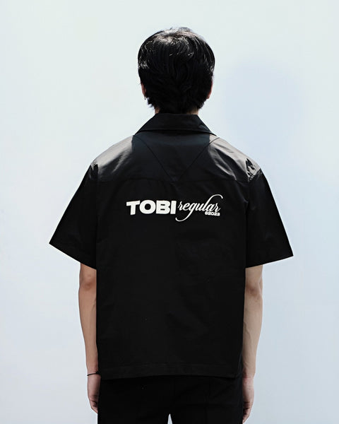 Regular Typo Cuban Shirt - Black - TOBI
