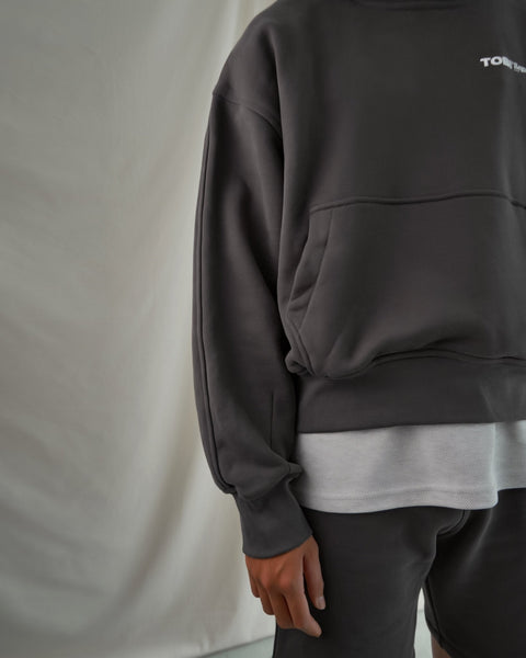 TOBI 500gsm Boxy Hoodie - Lead Shell - TOBI