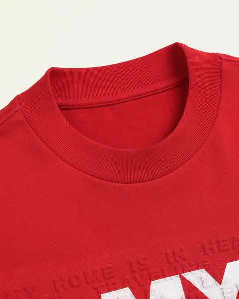 TOBI Heaven Embossed T-shirt - Red - TOBI