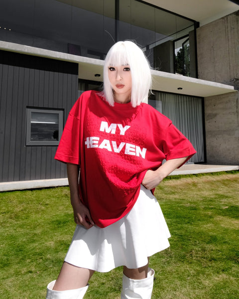 TOBI Heaven Embossed T-shirt - Red - TOBI