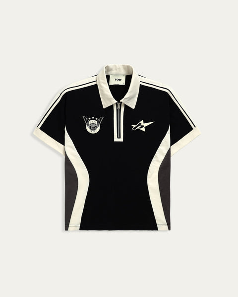 TOBI Stripped Boxy Polo - Black - TOBI
