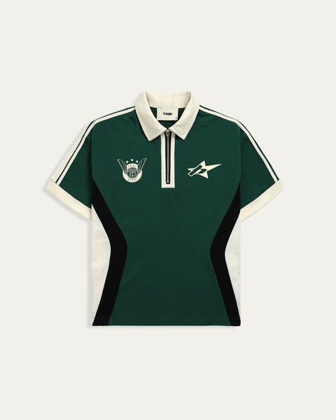 TOBI Stripped Boxy Polo - Green - TOBI