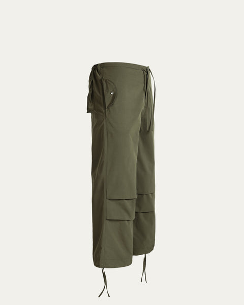 TOBI Wide Leg Parachute Pants - Olive - TOBI