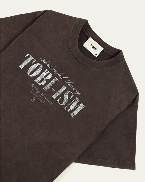 TOBIism Wash Boxy T-shirt - Dark Mocha - TOBI