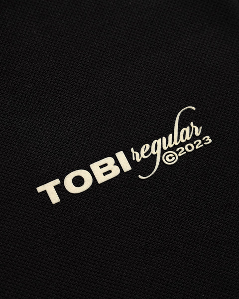 Waffle Stripped Polo - Black - TOBI