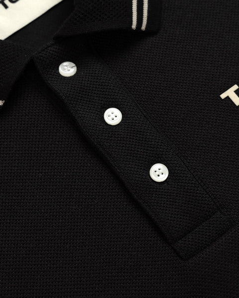 Waffle Stripped Polo - Black - TOBI
