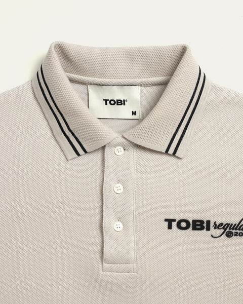 Waffle Stripped Polo - Nude - TOBI