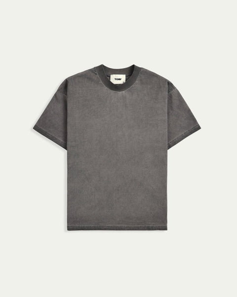 Blank Boxy Wash T-shirt - Dark Grey - TOBI