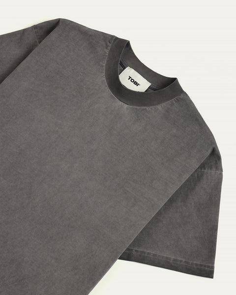 Blank Boxy Wash T-shirt - Dark Grey - TOBI