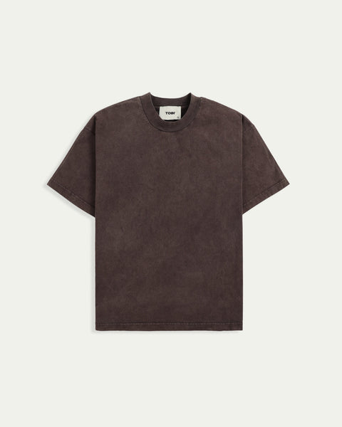 Blank Boxy Wash T-shirt - Mocha - TOBI