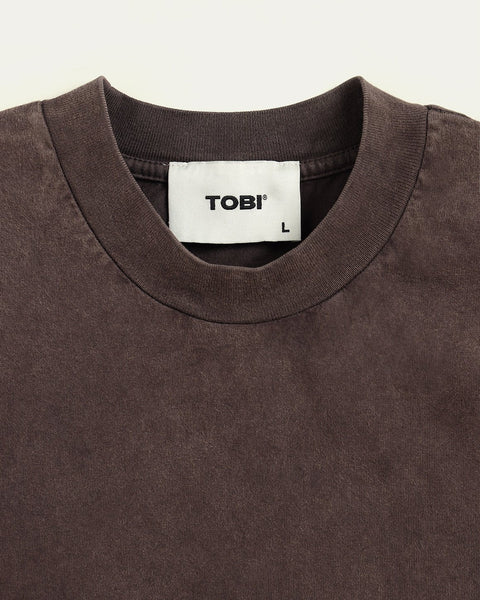 Blank Boxy Wash T-shirt - Mocha - TOBI