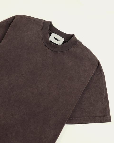 Blank Boxy Wash T-shirt - Mocha - TOBI