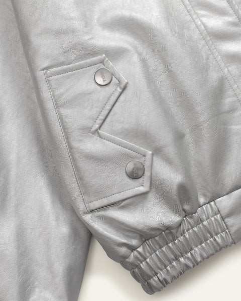 Pilot Leather Jacket - Silver - TOBI