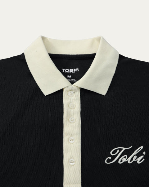 Polo Waffle Collar - Black - TOBI