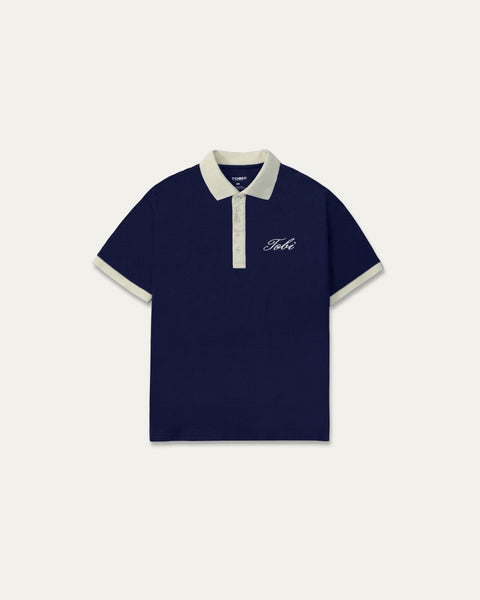 Polo Waffle Collar - Navy - TOBI