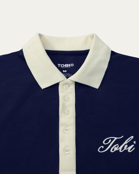 Polo Waffle Collar - Navy - TOBI