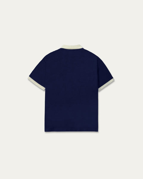 Polo Waffle Collar - Navy - TOBI