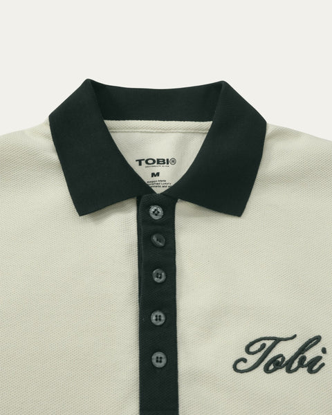 Polo Waffle Collar - White - TOBI