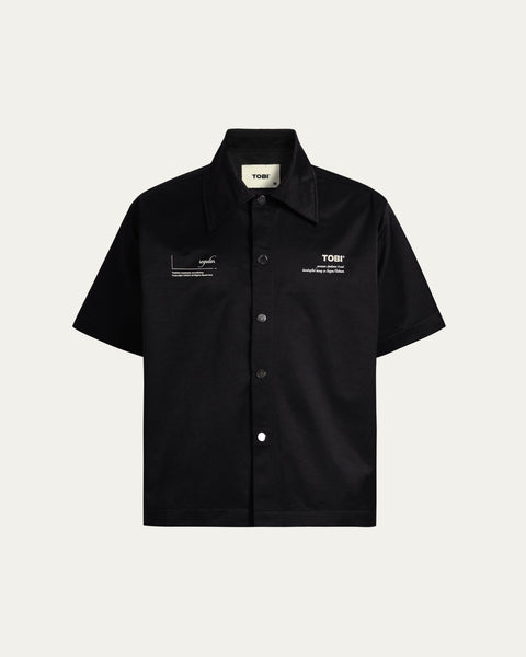 Regular Typo Cuban Shirt - Black - TOBI