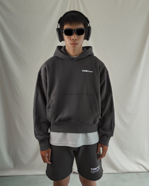 TOBI 500gsm Boxy Hoodie - Lead Shell - TOBI