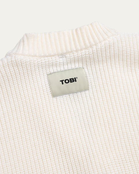 TOBI® Heavy Rib Knit Cardigan - Off White - TOBI