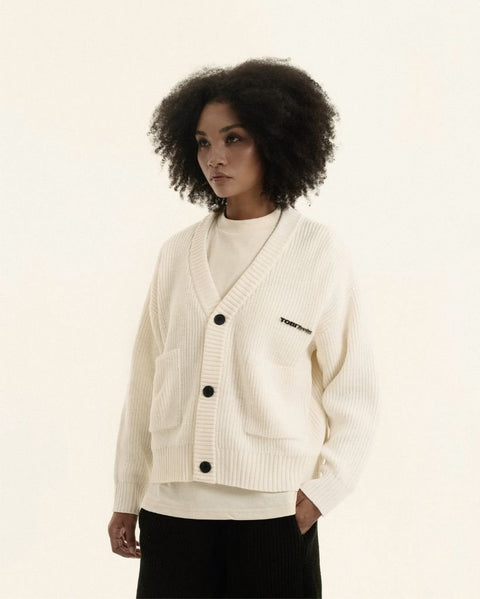 TOBI® Heavy Rib Knit Cardigan - Off White - TOBI