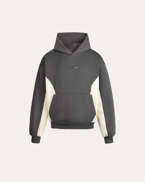 TOBI Paneled Boxy Hoodie - Dark Grey - TOBI