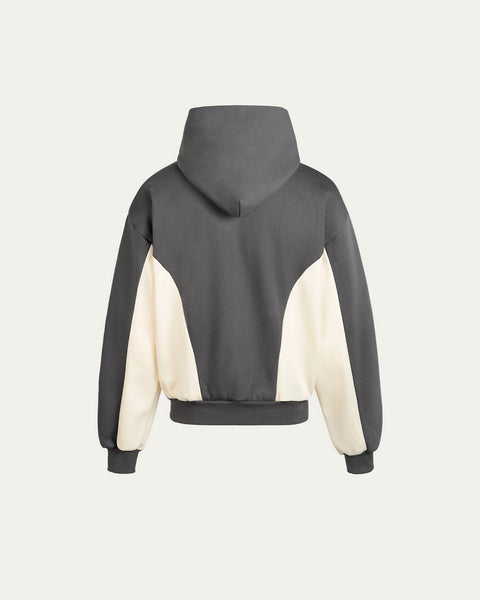 TOBI Paneled Boxy Hoodie - Dark Grey - TOBI