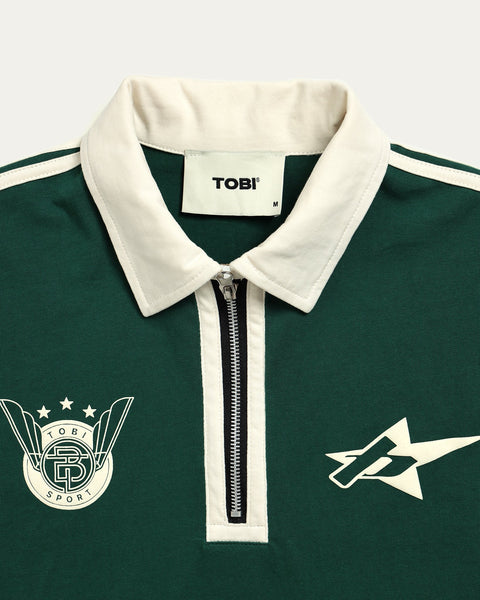 TOBI Stripped Boxy Polo - Green - TOBI