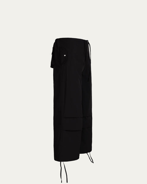 TOBI Wide Leg Parachute Pants - Black - TOBI