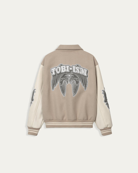 TOBI®Angel Wings Varsity Jacket - Beige - TOBI