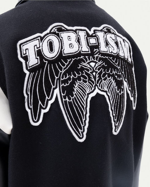 TOBI®Angel Wings Varsity Jacket - Black - TOBI