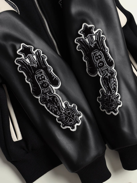 TOBI®Angel Wings Varsity Jacket - Black - TOBI