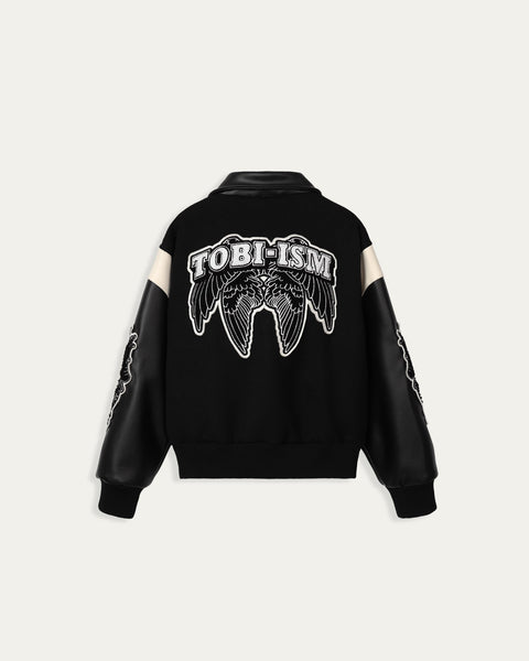 TOBI®Angel Wings Varsity Jacket - Black - TOBI